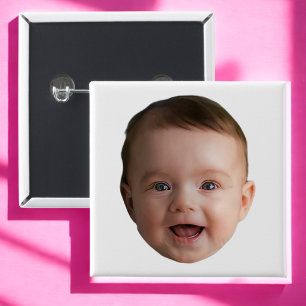Badge Carré 5 Cm Visage de bébé personnalisé, Photo personnalisée d