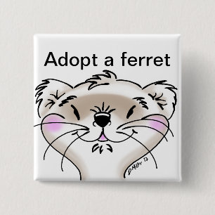 Badge Carré 5 Cm Visage de Ferret comique