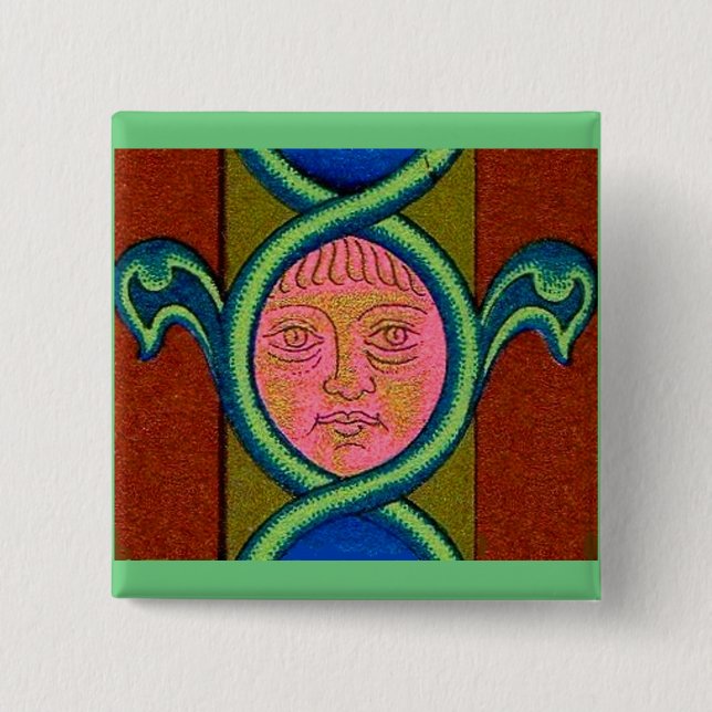 Badge Carré 5 Cm visage découvert du XVIe siècle (Devant)