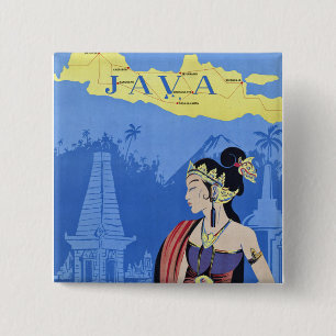 Badge Carré 5 Cm Visiter Java