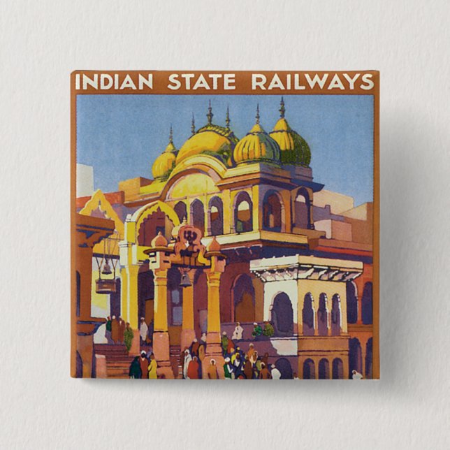 Badge Carré 5 Cm Visiter l'Inde ~ Muttra (Devant)