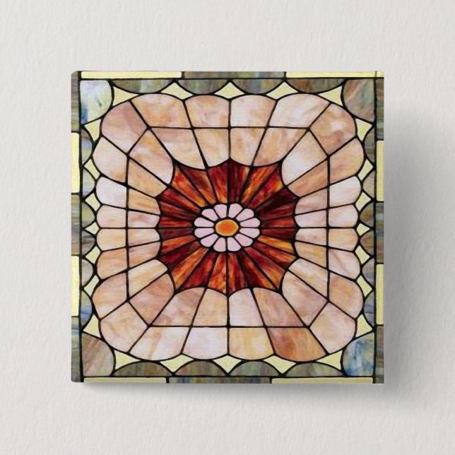 Badge Carré 5 Cm Vitrail Art Déco 2 (Devant)