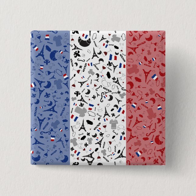 Badge Carré 5 Cm Vive la France (Devant)