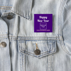 Badge Carré 5 Cm Vœu de Nouvel An professionnel sur un bouton carré
