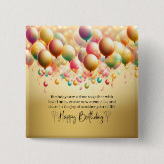 Badge Carré 5 Cm Vœux d'anniversaire lumineux