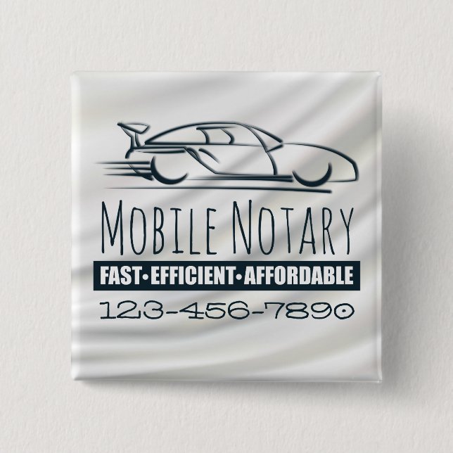 Badge Carré 5 Cm Voiture rapide publique Notaire Mobile avec numéro (Devant)