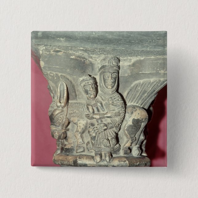 Badge Carré 5 Cm Vol dans la capitale de l'Egypte (Devant)