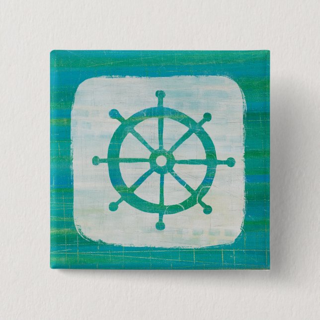 Badge Carré 5 Cm Volant côtier d'Aqua de l'art | (Devant)