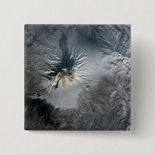 Badge Carré 5 Cm Volcan de Shiveluch en Russie