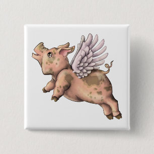 Badge Carré 5 Cm Voler des cochons