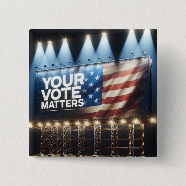 Badge Carré 5 Cm Volet Votre vote compte (Devant)