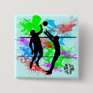 Badge Carré 5 Cm Volleyball