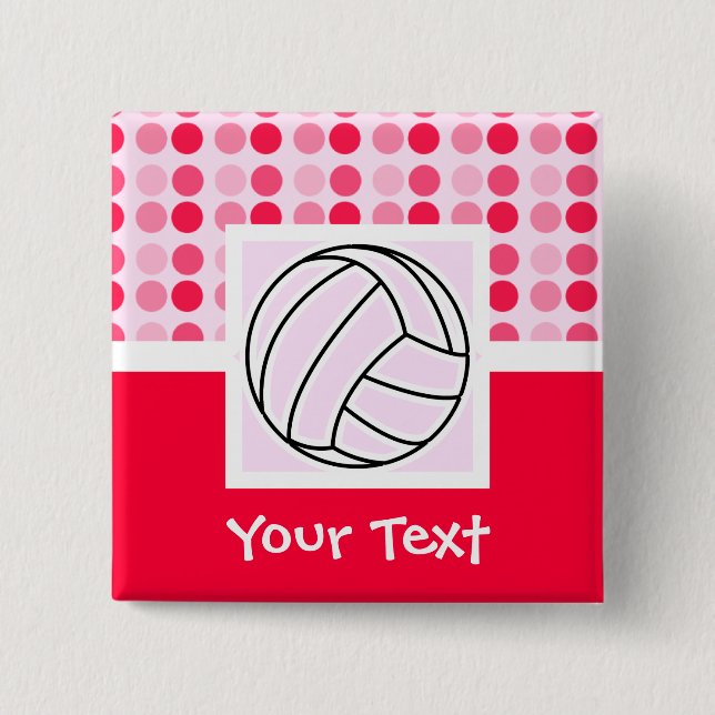 Badge Carré 5 Cm Volleyball rose mignon (Devant)