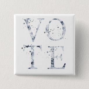 Badge Carré 5 Cm Vote bleu rustique