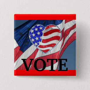 Badge Carré 5 Cm Vote - Bouton d'élection de campagne