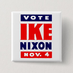 Badge Carré 5 Cm Vote Ike, Nixon en 1952