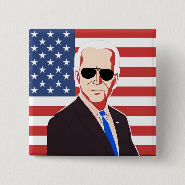 Badge Carré 5 Cm Vote Joe Biden | Élection présidentielle de 2024 (Devant)
