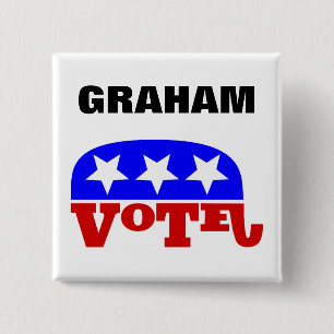 Badge Carré 5 Cm Vote Lindsey Graham Eléphant républicain