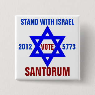 Badge Carré 5 Cm Vote Santorum de l'Israël de soutien
