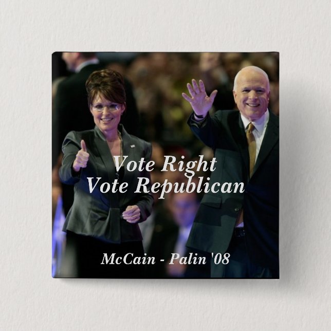 Badge Carré 5 Cm Votez juste, républicain de vote, McCain -… (Devant)