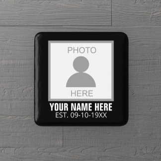 Badge Carré 5 Cm Votre photo ici Nom et âge