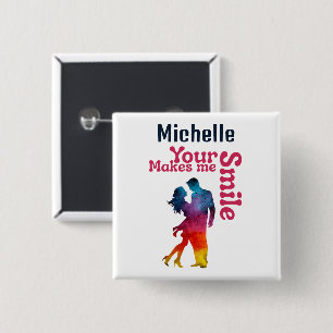 Badge Carré 5 Cm Votre sourire me fait sourire cadeau de jour Valen