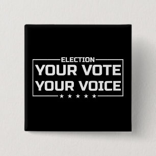 Badge Carré 5 Cm Votre Vote Votre Voix police blanche