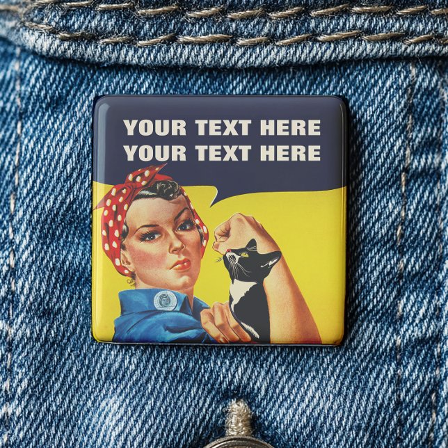 Badge Carré 5 Cm Vous Chat Le Faire Rosie Le Féministe Riveter (Créateur téléchargé)