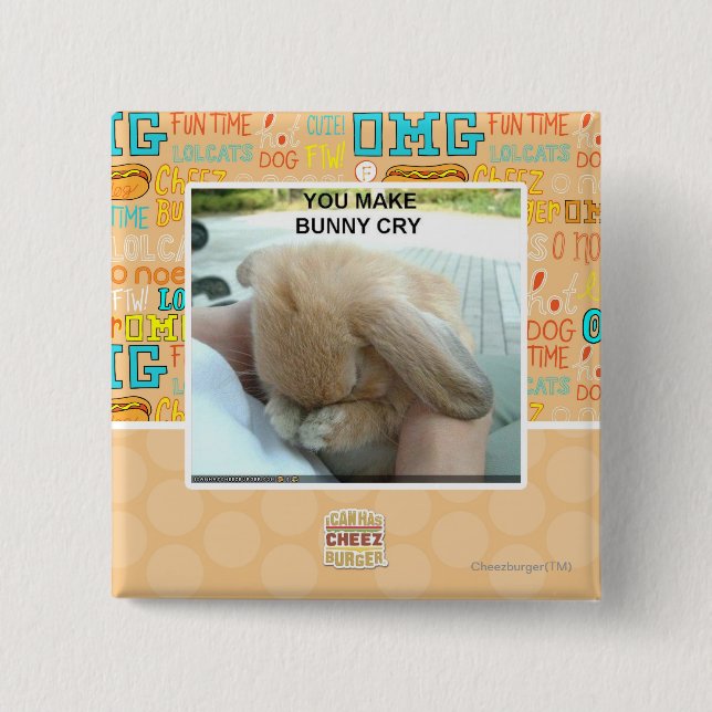 Badge Carré 5 Cm Vous faites le lapin pleurer (Devant)