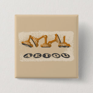 Badge Carré 5 Cm Vowels AEIOU