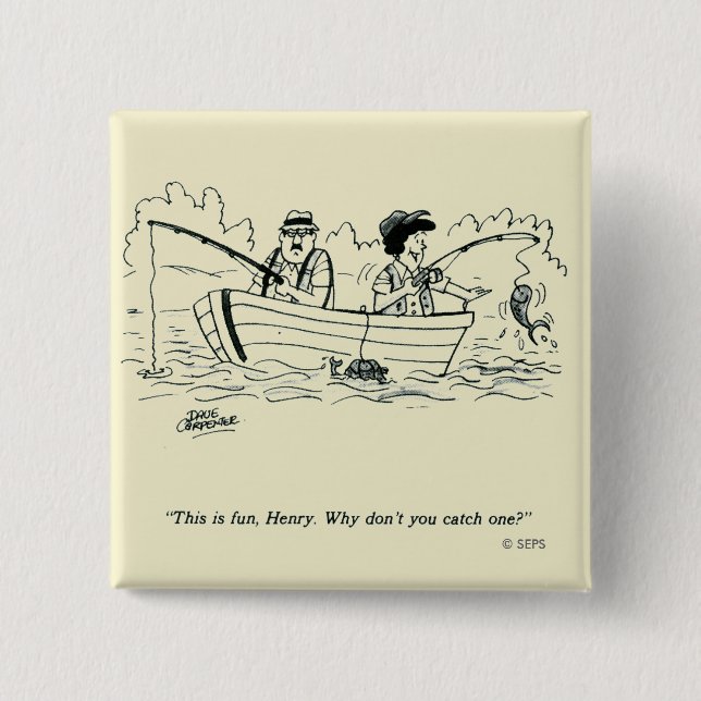 Badge Carré 5 Cm Voyage de pêche (Devant)