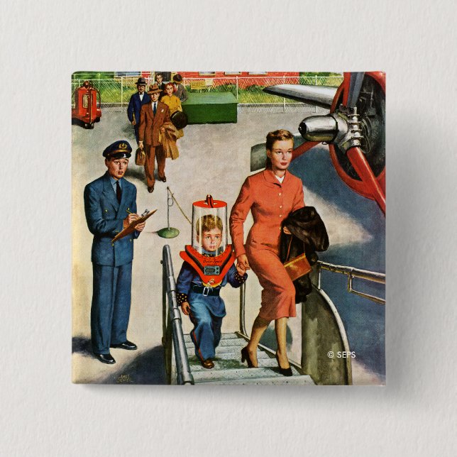 Badge Carré 5 Cm Voyageur de l'espace (Devant)