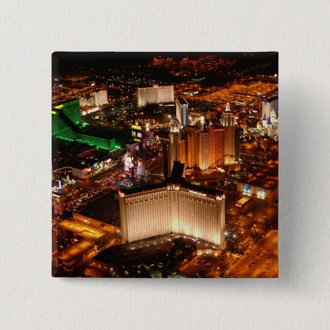 Badge Carré 5 Cm Vue aérienne de Las Vegas depuis un blimp (Devant)