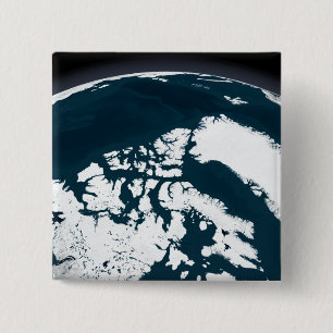 Badge Carré 5 Cm Vue au-dessus du Groenland et de l'océan arctique