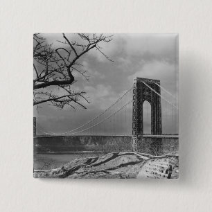 Badge Carré 5 Cm Vue B&W de pont suspendu