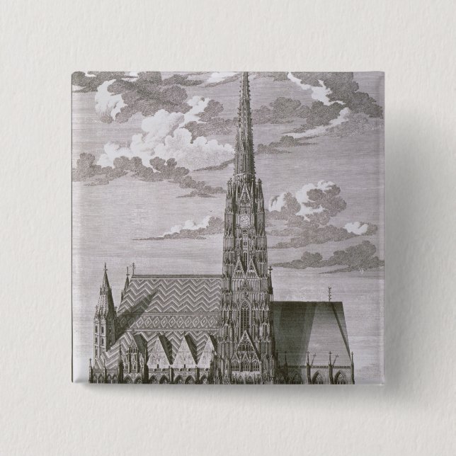 Badge Carré 5 Cm Vue de cathédrale de St Stephan (Devant)