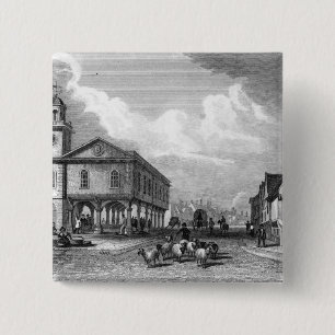 Badge Carré 5 Cm Vue de Faversham, Kent, 1832