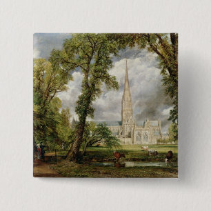 Badge Carré 5 Cm Vue de John Constable de cathédrale de Salisbur
