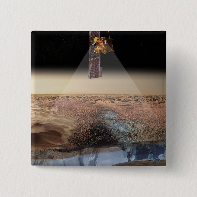 Badge Carré 5 Cm Vue de l'artiste de l'odyssée détectant la glace (Devant)