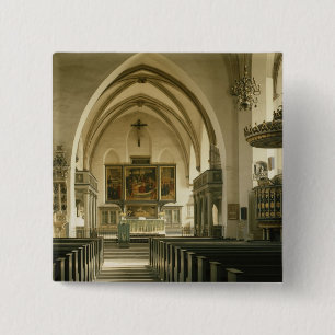 Badge Carré 5 Cm Vue de l'intérieur de l'église avec