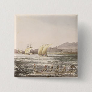 Badge Carré 5 Cm Vue de Manille, Philippines, 1826
