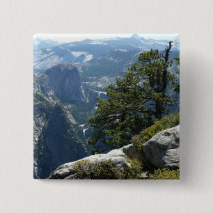 Badge Carré 5 Cm Vue de Yosemite Mountain dans le parc national de