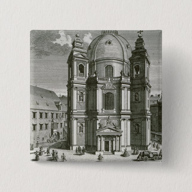 Badge Carré 5 Cm Vue du Peterskirche (Devant)
