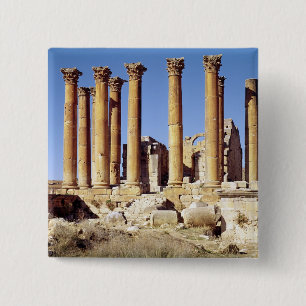 Badge Carré 5 Cm Vue du temple d'Artémis, ANNONCE c.386 construite