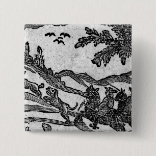 Badge Carré 5 Cm Vue d'une scène de chasse, de