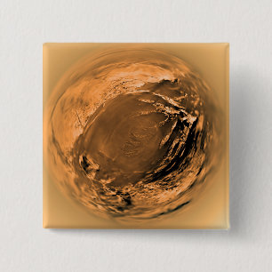 Badge Carré 5 Cm Vue en oeil de poisson de la surface de Titan