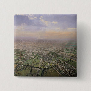 Badge Carré 5 Cm Vue générale de Paris d'une montgolfière
