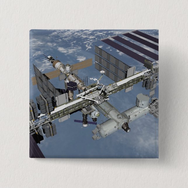 Badge Carré 5 Cm Vue générée par ordinateur 4 (Devant)