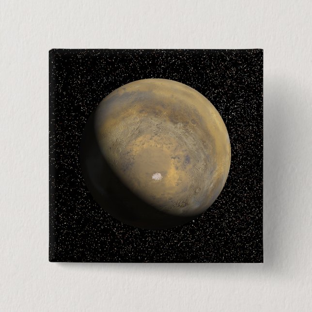 Badge Carré 5 Cm Vue globale de Mars (Devant)