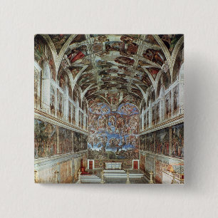 Badge Carré 5 Cm Vue intérieure de la chapelle de Sistine